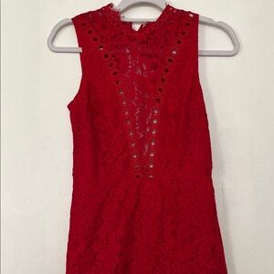 SAYLOR X Free People Vibrant Red Lace Dress